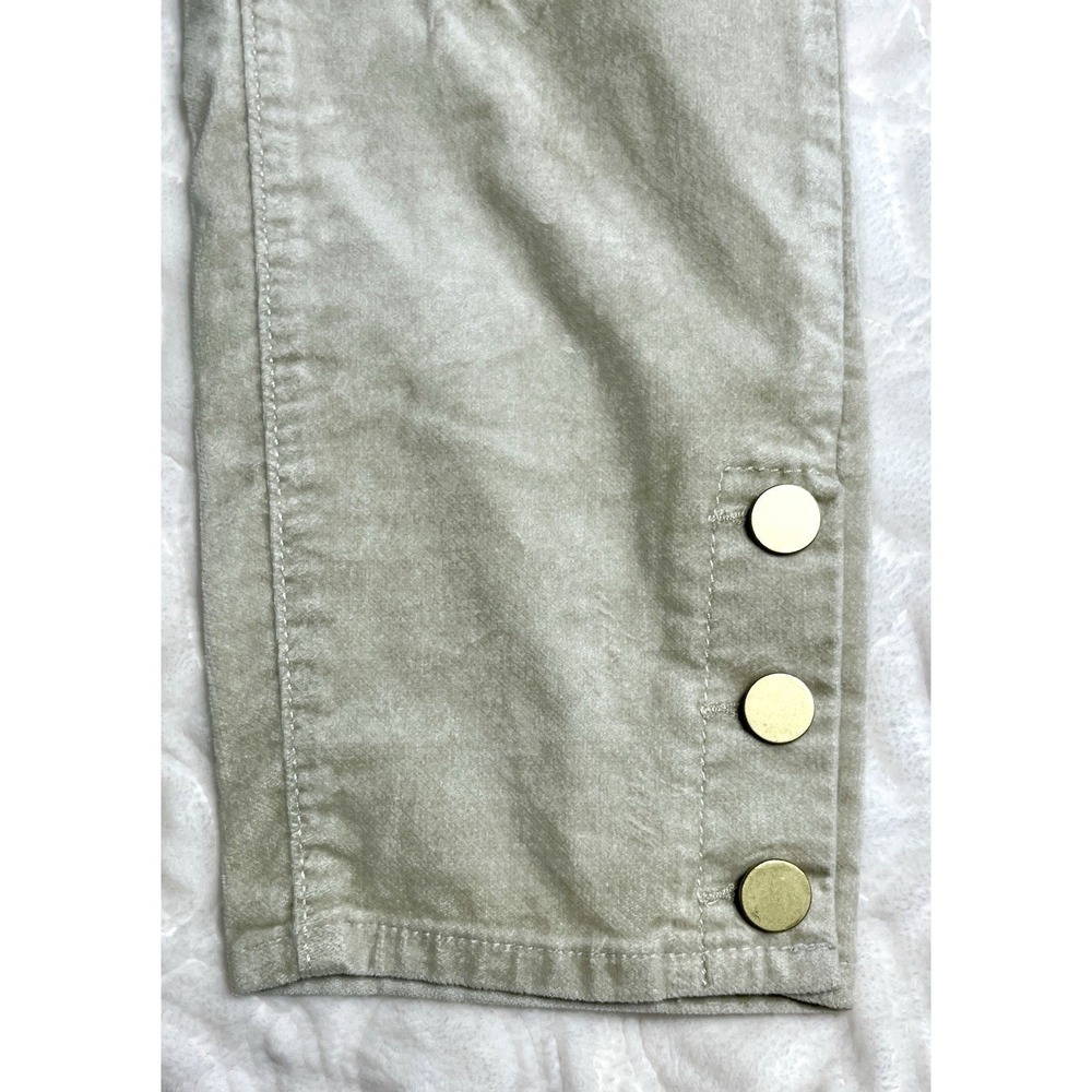 LOFT Crop Skinny Jeans Women 29/8 Cream Velveteen Feel‎ Button Hem Stretch NWT - Picture 9 of 12